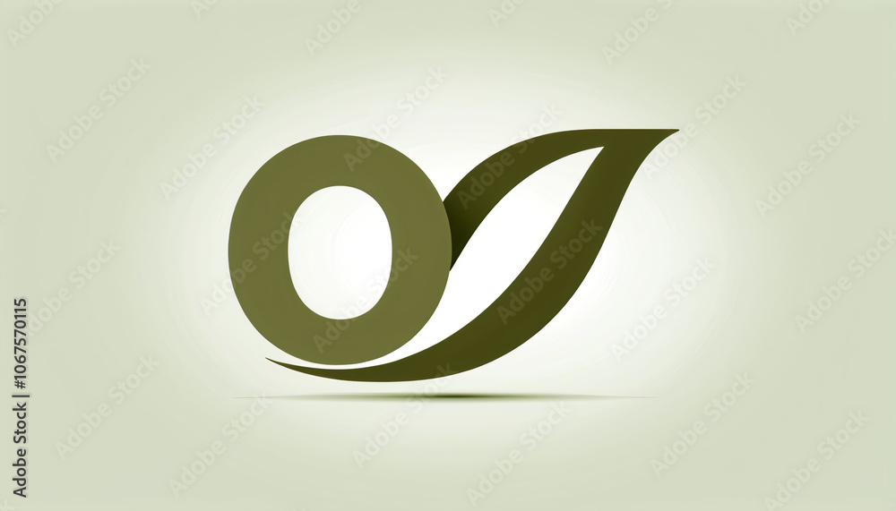 Poster modern o letter initial logo design utilizing an olive green vector icon shape in a minimalist conte