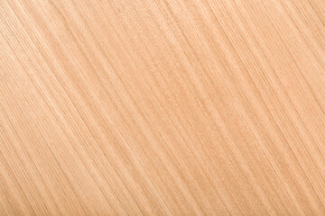 Light ash veneer wooden surface background. Closeup. Empty place for text. Top down view.