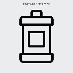 Mouthwash bottle icon vector. Dentistry oral liquid mouthwash symbol outline icon. Editable stroke