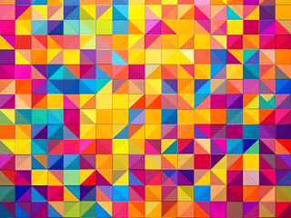 Obraz premium Abstract Mosaic Pattern of Colorful Geometric Tiles, Creating a Vibrant and Eye-Catching Background