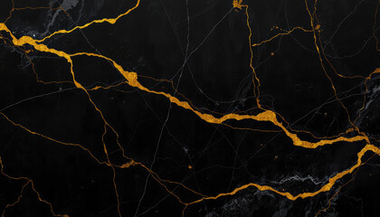 rich abstract black marble background with delicate flowing gold veins, creating stunning contrast. shimmering gold lines curve naturally, enhancing luxurious feel