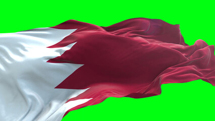 Bahrain flag - 3D realistic waving flag on green screen background for chroma key