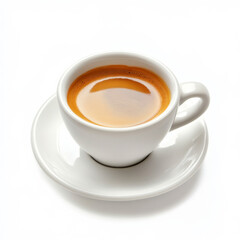Fototapeta premium A cup of espresso with crema, isolated on a white background, emphasizing a strong coffee