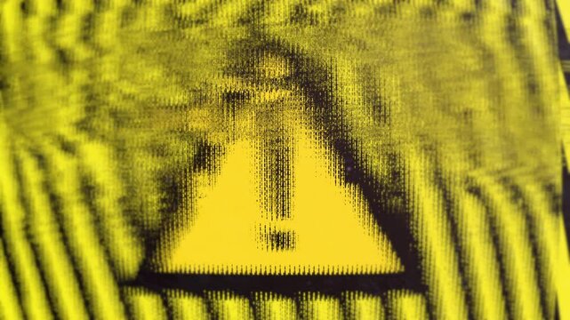 Yellow warning triangle Caution Sign Glitch Screen
