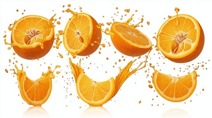 fresh orange collection isolated on white background isolated on white background