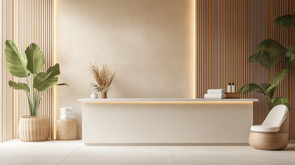 Contemporary spa interior with minimalist design and modern lighting