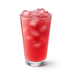 A glass of watermelon lemonade with ice, isolated on a white background, emphasizing a summery drink
