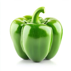 A single green bell pepper, isolated on a white background, showcasing a versatile vegetable