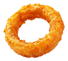 Crispy onion ring ready for dipping