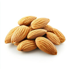 Fototapeta premium A handful of whole almonds, isolated on a white background, showcasing a nutritious snack