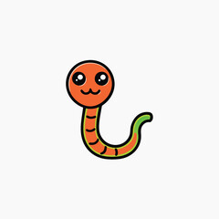 Fototapeta premium Cute funny snake vector cartoon.. Cartoon green snake on white background