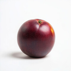 A single fresh nectarine, isolated on a white background, emphasizing a juicy stone fruit