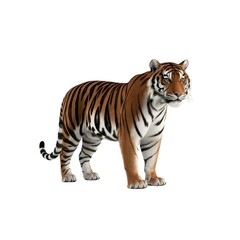Naklejka premium Full Side View of a Tiger – Isolated on Clean White