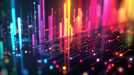 Fototapeta premium Abstract Neon Light Bars in Vibrant Gradient Colors