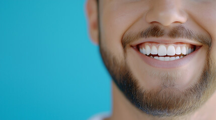Obraz premium Man Smiling with Perfect White Teeth Close Up Portrait