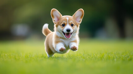 dog running in the grass