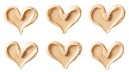 Heart-shaped Cosmetic Cream Textures on Transparent Background Generative AI