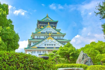 A beautiful view of the majestic Osaka Castle, Osaka Japan