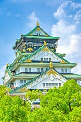 A beautiful view of the majestic Osaka Castle, Osaka Japan