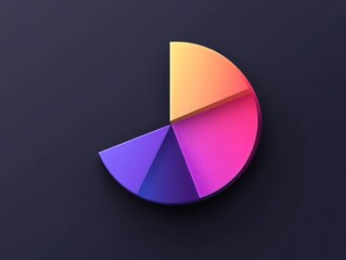 Obraz premium Vibrant Pie Chart Icon Representing Data Insights and Analytical Clarity in Business