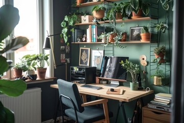 Fototapeta premium Home office interior design electronics furniture.