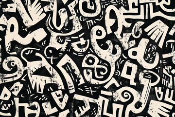 Abstract Black and White Geometric Pattern  Hand Drawn Art  Doodle Style  Creative Backgro