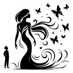 Romantic Silhouette Couple with Butterflies