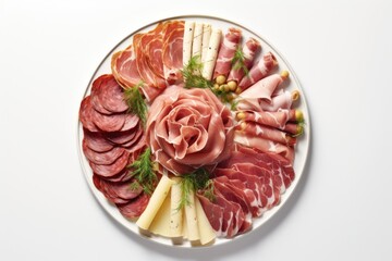 Meat antipasto platter meat ham prosciutto.