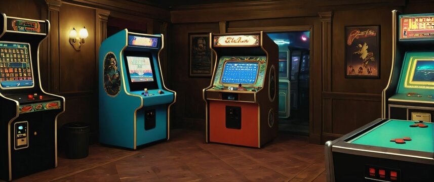 Retro gaming wallpaper featuring a classic arcade scene