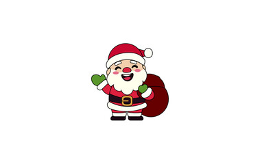 Vector illustration of cartoon santa claus isolated on white background	