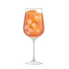 Aperol Spriz drink. Cocktail with lemon slice and ice isolated on white background. Vector photo realistic drawing