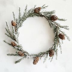 christmas tree branches with cones