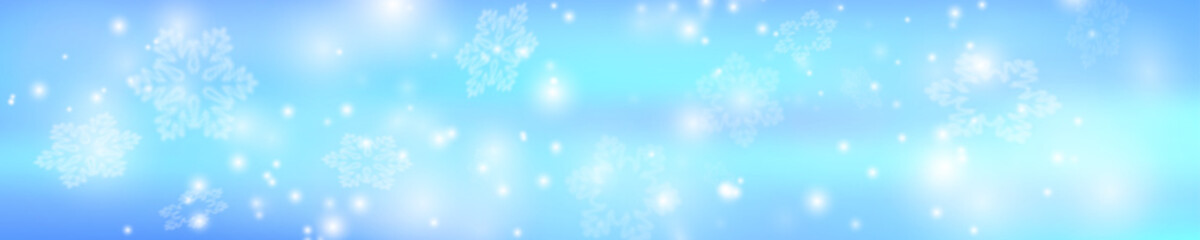 Panorama.Winter banner.Christmas snowstorm.Snowflakes in the rays of a winter sunset.The magic of a winter evening.Eps10