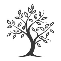 Obraz premium Stylized Black and White Tree with Leaves