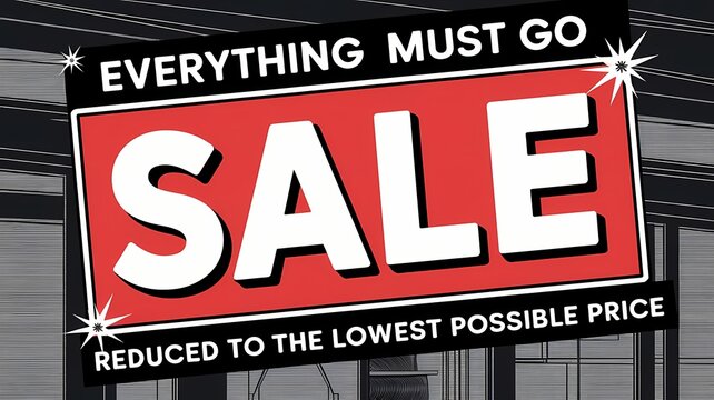 everything must go sale, lowest price illustration, clearance sale vector, final sale banner, price reduction graphic, discount sale vector, massive clearance sale, special offer illustration