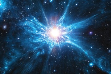 Fototapeta premium A Bright, Blue Supernova Explosion in the Night Sky