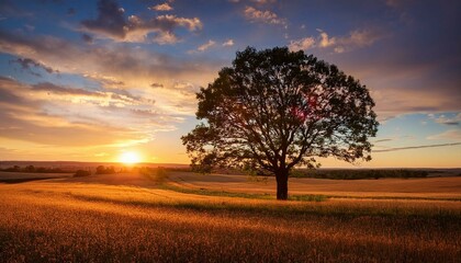 sunset over the field