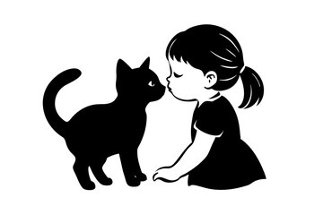 baby cat and girl with love