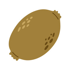 Single juicy whole kiwi. Hand drawn cartoon summer fruit illustration