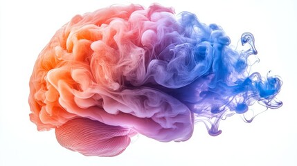 Fototapeta premium A colorful silhouette of a human brain filled with swirling liquid in vibrant hues
