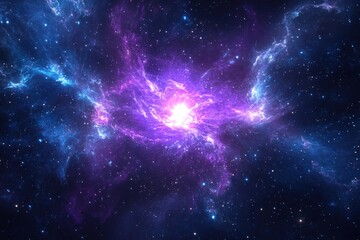 Fototapeta premium Cosmic Nebula with Glowing Purple and Blue Gas Clouds