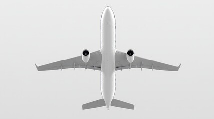 White passenger jet plane flying isolated on transparent background