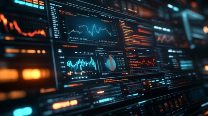 Fototapeta premium A futuristic digital dashboard displaying real-time stock market trends