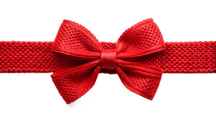 red knitted  bow isolated on white