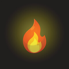 Cute cartoon burning fire element vector Icon Illustration object. Flame cartoon lights up the darkness