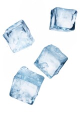 Obraz premium Four flying ice cubes crystal mineral jewelry.