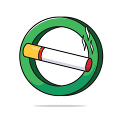 Cute green sign showing allowed smoking area spot vector cartoon illustration icon symbol object isolated