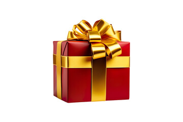 Obraz premium red gift box tied with yellow ribbon isolated on transparent background
