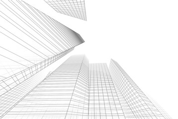 Abstract city architectural 3d rendering