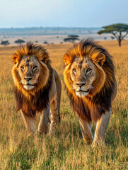Two lions on savannah